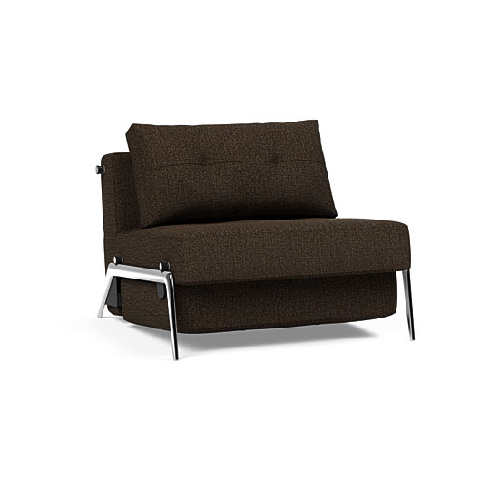 Innovation 1 persoons slaapbank Cubed 90 cm breed in de kleur choco 258 incl. alluminium onderstel