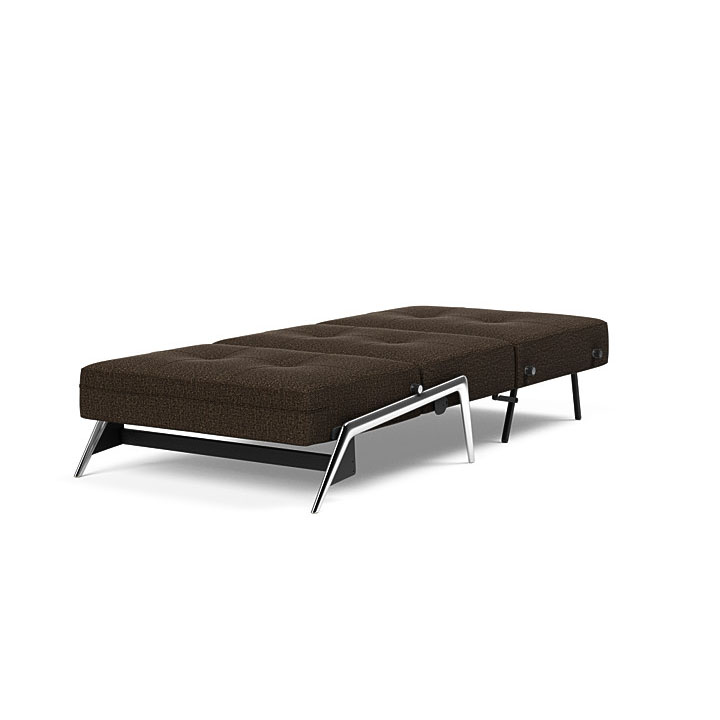 Innovation 1 persoons slaapbank Cubed 90 cm breed in de kleur choco 258 incl. alluminium onderstel