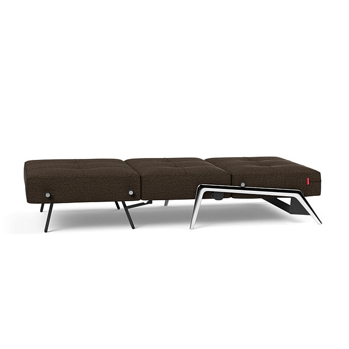 Innovation 1 persoons slaapbank Cubed 90 cm breed in de kleur choco 258 incl. alluminium onderstel